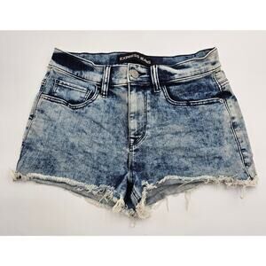 Express Jeans Women's Size 6 Stretch Acid Wash Jean Cut Off Shorts